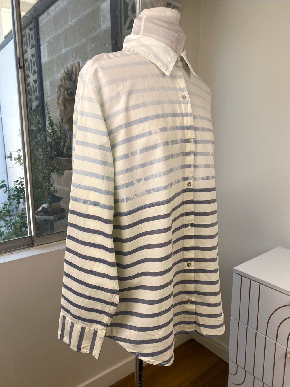 Sundry Striped Cotton Oversized Button Down Shirt, Size M - Picture 5 of 11